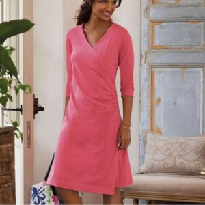 Soft Surroundings Women’s Wear Anywhere Faux Wrap Dress Size Medium in Pink